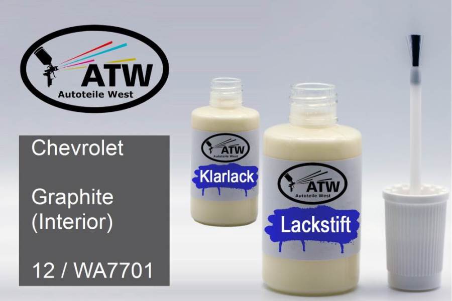 Chevrolet, Graphite (Interior), 12 / WA7701: 20ml Lackstift + 20ml Klarlack - Set, von ATW Autoteile West.